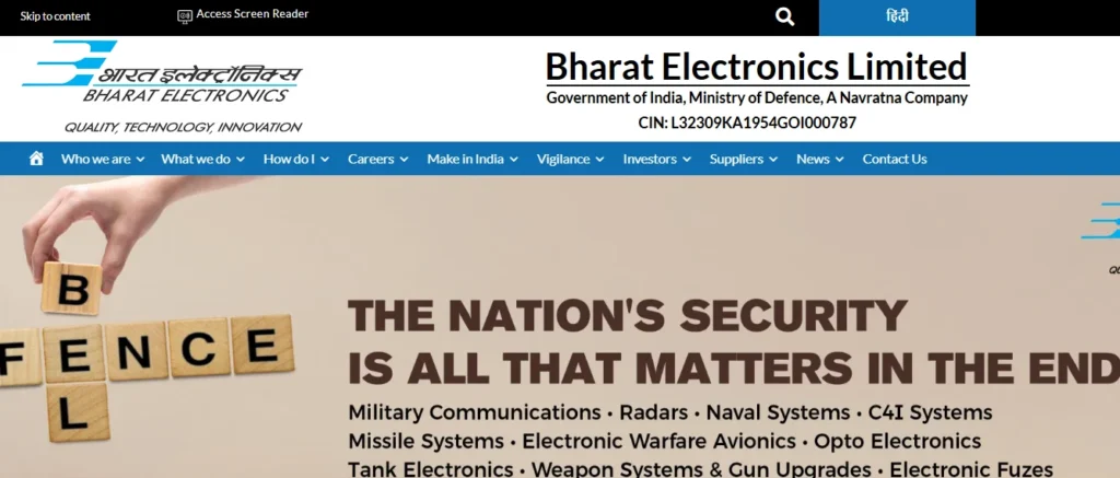  Electronics Manufacturing Company in Bangalore - Bharat Electronics Limited (BEL)