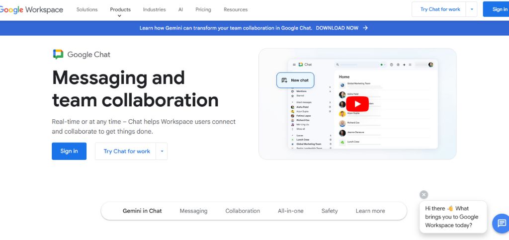 team communication apps- google chat