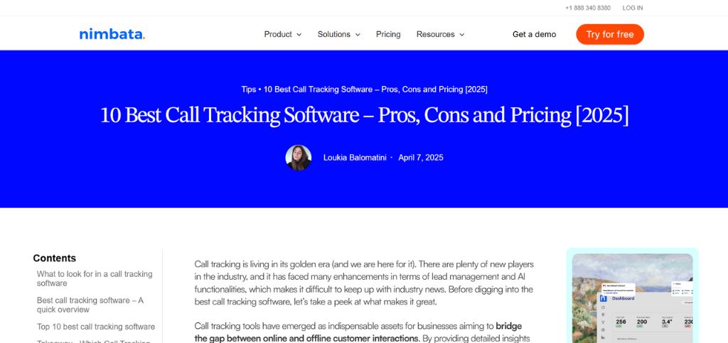 Call Tracking Software - Nimbata