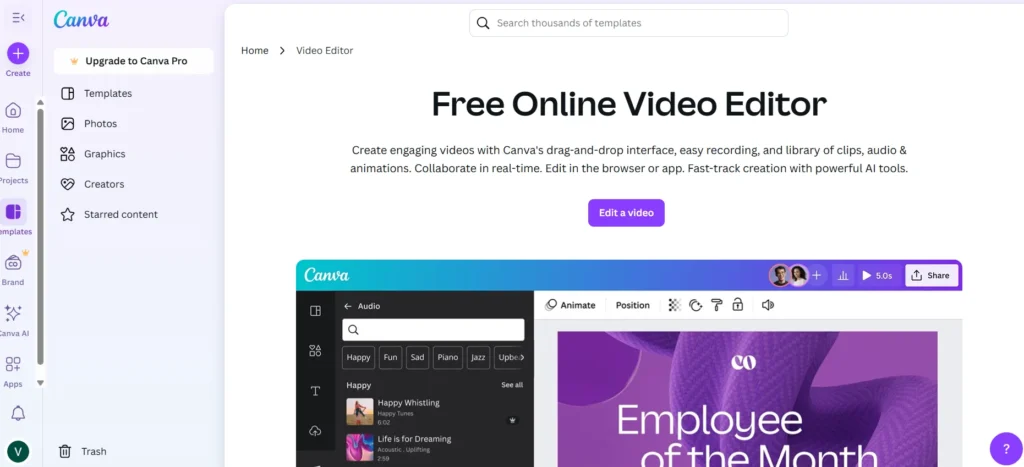 Video Editing Software - Canva Video Editor
