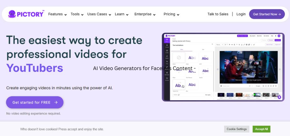 AI Video Generators for Faceless Content - pictory