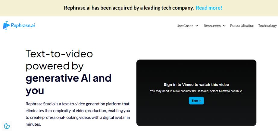 AI Video Generators for Faceless Content - rephrase.ai