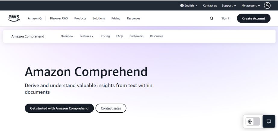 Amazon AI Tools - comprehend