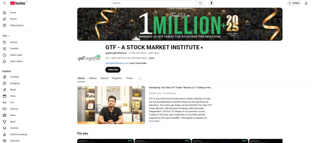 Stock Market YouTube Channel - Get Together Finance
