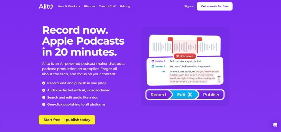 podcast editing software - alitu