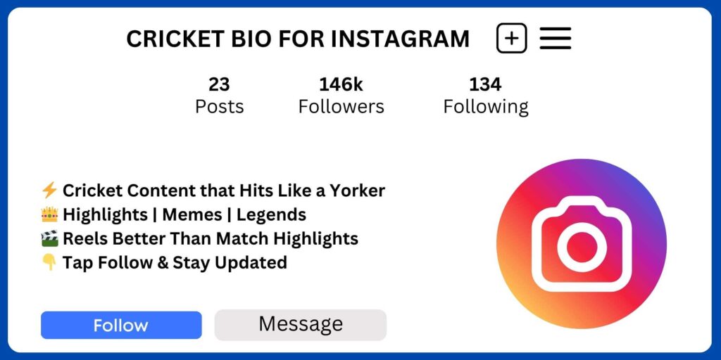 Cricket Bio for Instagram