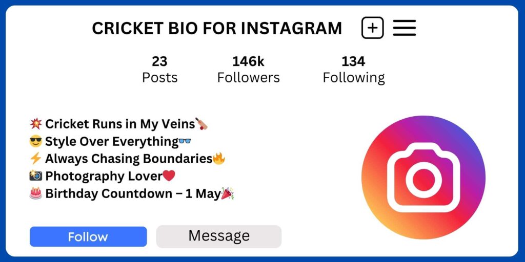 Cricket Bio for Instagram