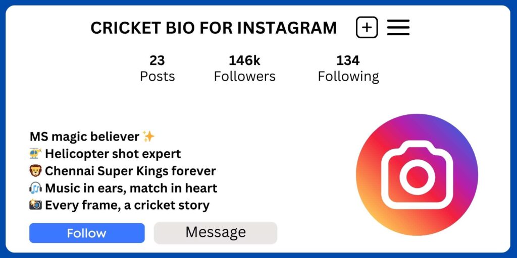 Cricket Bio for Instagram