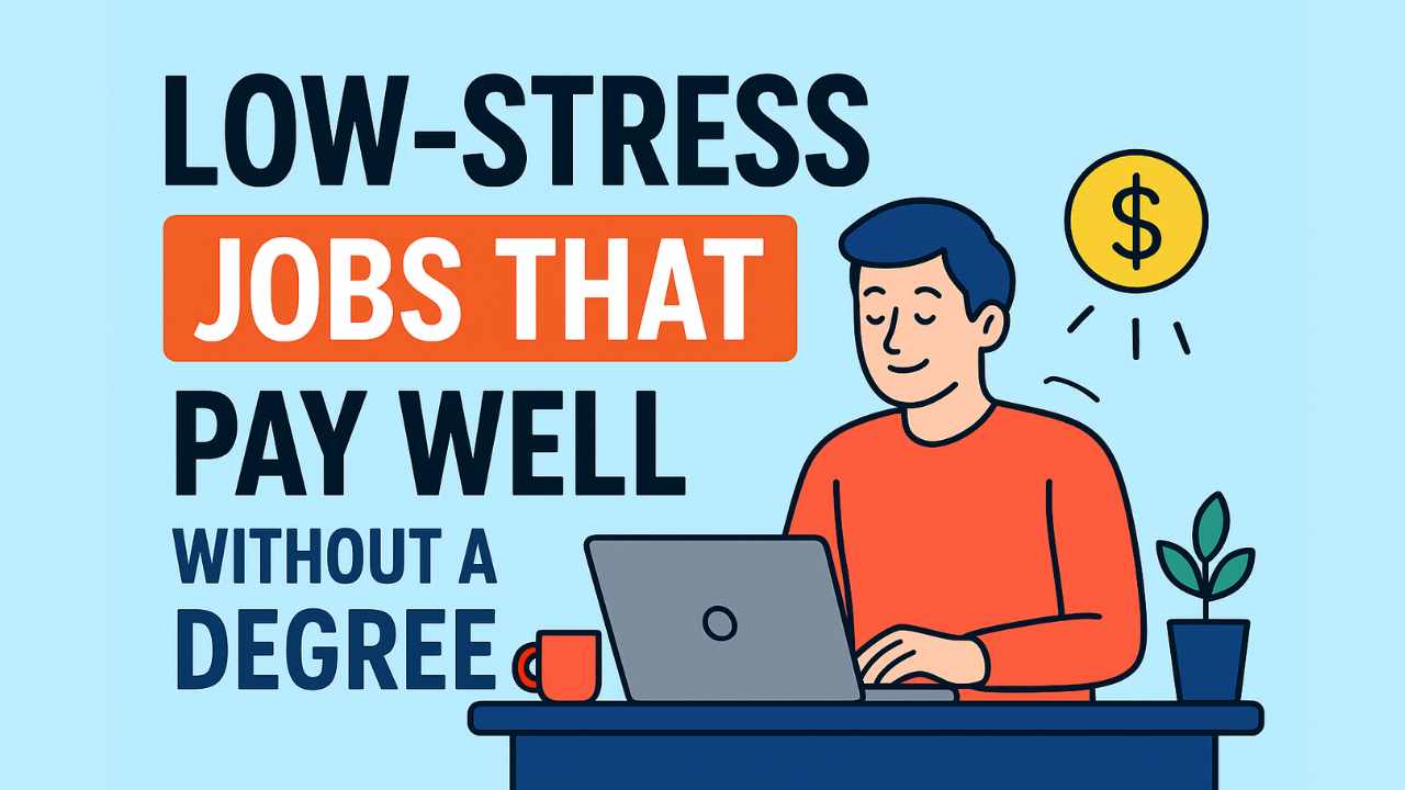 low-stress jobs that pay well without a degree