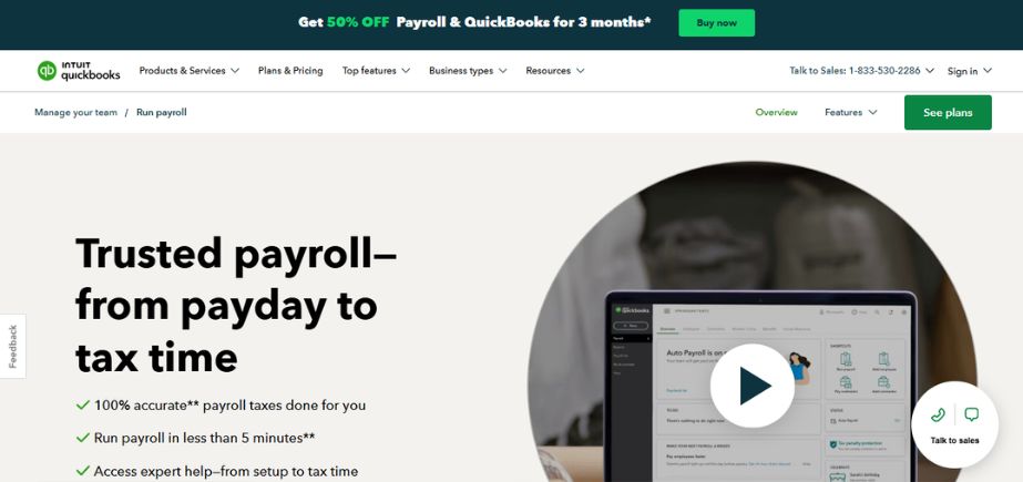 Payroll Software for Small Businesses- quickbooks