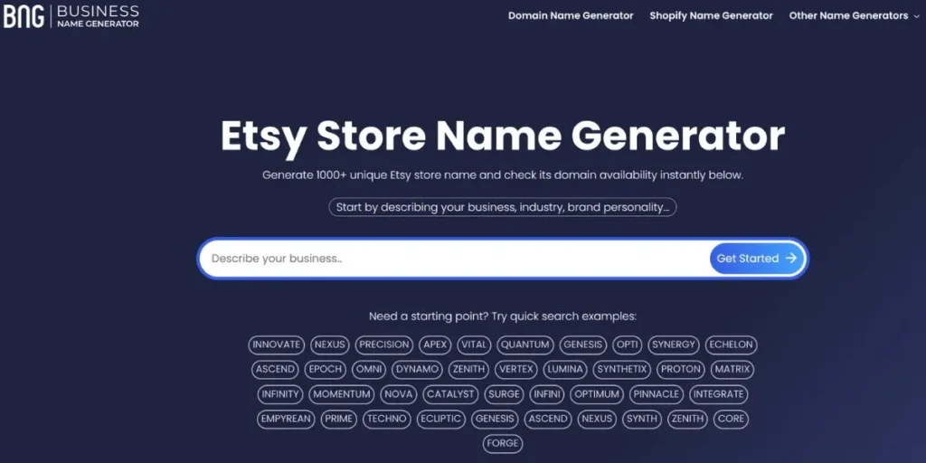 Etsy Shop Name Generator Tools
