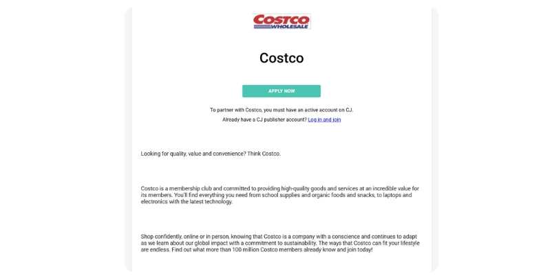 Costco Affiliate Program