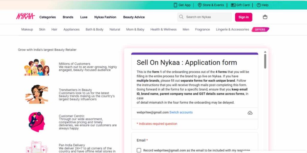 Nykaa Seller Registration