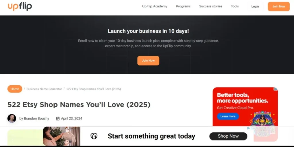 Etsy Shop Name Generator Tools
