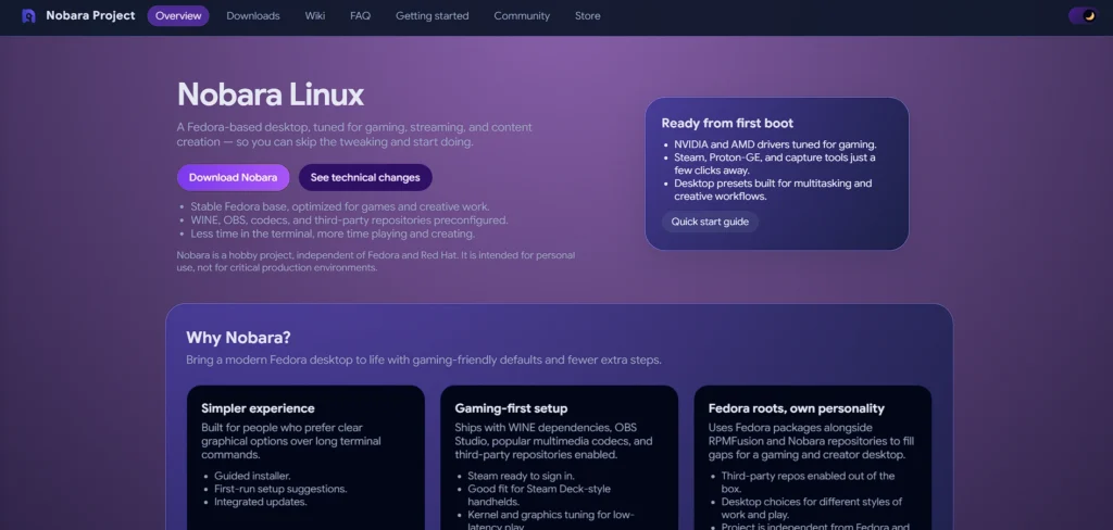 Best linux distros for gaming - Nobara Project  